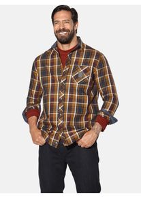 Langarmhemd Jan Vanderstorm "Hemd OLAFVIK", Herren, Gr. 3XL, weit, rot (orange kariert), Obermaterial: 100% Baumwolle CO., Hemden Langarmhemd