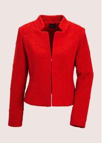 Madeleine Mode Jackenblazer MADELEINE "Kurzjacke Eleganter Jerseyblazer im Zopf-Design", Damen, Gr. 44, rot, Obermaterial: 70% Polyester PES. 28% Viskose CV. 2% Elasthan EL., Modern, Blazer Jackenblazer, Markantes Zopf-Design
