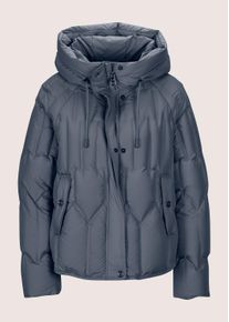 Madeleine Mode Kurzjacke MADELEINE "Steppjacke Elegante Winterjacke mit Daunenf&uuml;llung", Damen, Gr. 40, blau (nebelblau), Obermaterial: 100% Polyester PES., Modern, Jacken Kurzjacke, Kaputze mit Zugband