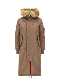 Winterjacke Alpha Industries "Long Fishtail W", Damen, Gr. XS, grau (taupe), Obermaterial: 100% Nylon; Futter: 100% Nylon; F&uuml;llung: 100% Polyester, Jacken Winterjacke