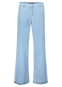 Relaxhose Betty Barclay "Casual-Hose mit offenem Saum", Damen, Gr. 46, EURO, blau (light blau denim), Obermaterial: 50% Baumwolle CO. 40% Lyocell CLY. 10% Modal CMD., Hosen Relaxhose