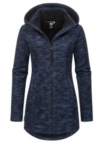 Kapuzensweatjacke Ragwear "Longstrickjacke Leysha Melange", Damen, Gr. M, blau (navy), Obermaterial: 56% Baumwolle CO. 44% Polyester PES. Futter: 100% Polyester PES., Sweatjacken Kapuzensweatjacke