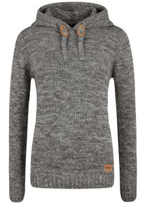 Strickjacke oxmo "Strickpullover OXPhilia", Damen, Gr. M, grau (dunkelgrau), Obermaterial: 100% Baumwolle CO., Pullover Strickjacke