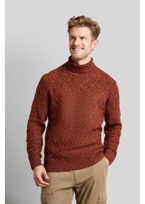 Rollkragenpullover Bugatti, Herren, Gr. 3XL, braun (rost), 80% Wolle, 20% Polyamid, unifarben, regular fit, ohne Ausschnitt, Rippb&uuml;ndchen, Pullover Rollkragenpullover, mit 3-D-Rautenmuster