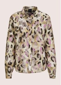 Madeleine Mode Langarmbluse MADELEINE "Hemdbluse Modische Bluse mit Animal-Print", Damen, Gr. 34, schwarz (schwarz, malve, multicolor), Obermaterial: 100% Polyester PES., Modern, Blusen Langarmbluse