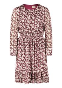 Chiffonkleid Cartoon "Chiffonkleid mit R&uuml;schen", Damen, Gr. 42, EURO, rot (dunkelrot, cream), 100% Polyester PES., Kleider Chiffonkleid