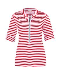 3/4-Arm-Shirt GOLDNER "Sportives Ringelshirt in Longform", Damen, Gr. 52, wei&szlig; (wei&szlig;, rot, geringelt), Obermaterial: 100% Baumwolle CO., Sonstiges, Shirts 3/4-Arm-Shirt, Garngef&auml;rbte Ringel