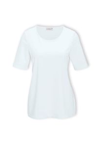 Langarm-Poloshirt GOLDNER "Gepflegtes Shirt in formstabiler Ware", Damen, Gr. 42, wei&szlig;, Obermaterial: 82% Polyester PES. 18% Elasthan EL., normal, Sonstiges, Shirts Langarm-Poloshirt, Ohne