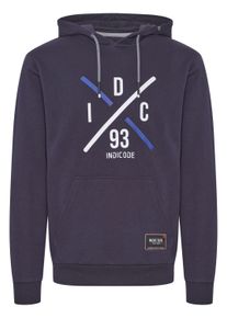 Kapuzenpullover INDICODE "Hoodie IDLeon", Herren, Gr. M, blau (navy), Obermaterial: 100% Baumwolle CO., bedruckt, normal, Pullover Kapuzenpullover