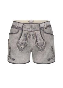 N&uuml;bler Trachtenlederhose N&Uuml;BLER "Lederhose Hotpant Tiana", Damen, Gr. 32, EURO, silber, Obermaterial: 100% Lammleder LEL., Hosen Trachtenlederhose