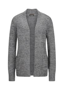 Strickjacke GOLDNER "Kurzgr&ouml;&szlig;e Langarm Melange-Cardigan, flauschig", Damen, Gr. 22, grau (grau, gemustert), Obermaterial: 100% Polyacryl PAN., Modisch, Strickjacken Strickjacke, Melange-Optik