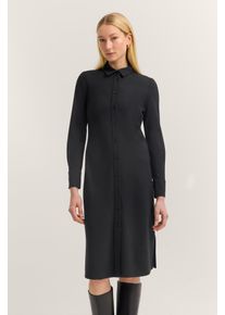 Blusenkleid Bugatti "Jersey", Damen, Gr. 40, Normalgr&ouml;&szlig;en, schwarz (290, schwarz), 73% Viskose, 24% Polyester, 3% Elasthan, unifarben, normal, Kleider Blusenkleid, mit Knopfleiste und Hemdkragen