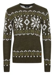 !Solid Rundhalspullover SOLID "Rundhalspullover SDNorwig", Herren, Gr. L, gr&uuml;n (rosin melange), Obermaterial: 100% Polyacryl PAN., gemustert, Pullover Rundhalspullover