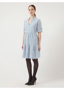 Blusenkleid Y.A.S "YASHOLI SS DRESS S. NOOS", Damen, Gr. XS, N-Gr, skyway, Web, Obermaterial: 100% Baumwolle, unifarben, V-Ausschnitt, Kleider Blusenkleid, Sommerkleid