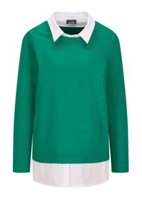 Langarmshirt GOLDNER "Elegantes 2-in-1 Business-Oberteil", Damen, Gr. 46, gr&uuml;n (gr&uuml;n, wei&szlig;), Obermaterial: 94% Baumwolle CO. 6% Elasthan EL., Shirts Langarmshirt, Hemdkragen