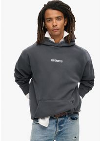Kapuzensweatshirt Superdry "MICRO LOGO GRAPHIC LOOSE HOOD", Herren, Gr. S, schwarz (ebony), angeraute Sweatware, Obermaterial: 80% Baumwolle, 20% Polyester, bedruckt, oversize, Rundhals, Rippb&uuml;ndchen, Sweatshirts Kapuzensweatshirt