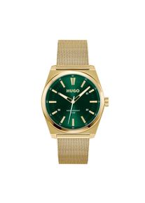 Quarzuhr Hugo "ARK", goldfarben, gr&uuml;n, Armbanduhren, Herren, Quarzuhr, Armbanduhr, Herrenuhr, Edelstahlarmband, analog