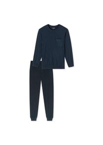 Schlafanzug Schiesser "Pyjama Comfort Essentials", Herren, Gr. XXL, blau, Obermaterial: 100% Baumwolle CO., Homewear-Sets Schlafanzug