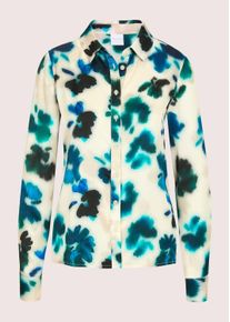 Madeleine Mode Langarmbluse MADELEINE "Hemdbluse Viskosebluse mit floralem Aquarellmuster", Damen, Gr. 46, blau (aqua, multicolor), Obermaterial: 100% Viskose CV., Modern, gerade, Blusen Langarmbluse, Knopfmanschetten