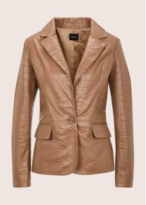 Madeleine Mode Jeansjacke MADELEINE "Lederblazer Lammnappa-Blazer mit Kroko-Pr&auml;gung", Damen, Gr. 38, braun (nougat, braun), Obermaterial: 100% Lammnappaleder LANA., Modern, normal, Jacken Jeansjacke, gepr&auml;gtes Leder