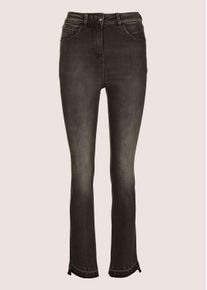 Madeleine Mode Regular-fit-Jeans MADELEINE "Jeans Five-Pocket-Hose mit schr&auml;gem Beinsaum", Damen, Gr. 34, N + K Gr, grau, Obermaterial: 99% Baumwolle CO. 1% Elasthan EL., Jeans Regular-fit-Jeans