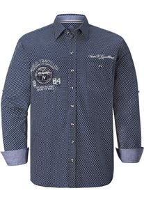 Langarmhemd Jan Vanderstorm "Hemd RAIKO", Herren, Gr. XXL, blau (dunkelblau gemustert), Obermaterial: 100% Baumwolle CO., gemustert, comfort fit normal, Hemden Langarmhemd