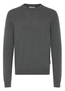 Strickfleece-Pullover Casual Friday "Strickpullover CFHALFDAN", Herren, Gr. L, grau (dunkelgrau melange), Obermaterial: 95% Baumwolle CO. 5% Kaschmir WS., Pullover Strickfleece-Pullover