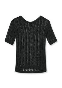 Madeleine Mode Longpullover MADELEINE "Strickpullover Luftiger Sommerpullover mit Ajour-Muster", Damen, Gr. 34, schwarz, Obermaterial: 75% Baumwolle CO. 25% Polyamid PA., Modern, gerade, U-Boot-Ausschnitt, Pullover Longpullover