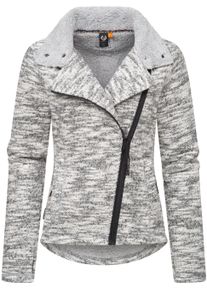 Strickfleecejacke Ragwear "Strickfleecejacke Saskie Melange", Damen, Gr. M, grau (ash), Obermaterial: 56% Polyester PES. 44% Baumwolle CO. Obermaterial: Futter: 100% Polyester PES., Jacken Strickfleecejacke
