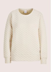 Madeleine Mode Langarmshirt MADELEINE "Struktursweater Struktursweater mit Rundhalsausschnitt", Damen, Gr. 34, wei&szlig; (wollwei&szlig;), Obermaterial: 70% Baumwolle CO. 24% Polyester PES. 5% metallisierte Fasern MTF. 1% Elasthan EL., Modern, Shirts Langarmshirt, Struktursweatshirt