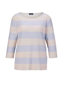 Langarmshirt GOLDNER "Shirt", Damen, Gr. 50, lila (flieder, gemustert), Obermaterial: 82% Viskose CV. 15% Polyester PES. 3% Elasthan EL., normales B&uuml;ndchen, Shirts Langarmshirt, Mit modischen Blockstreifen