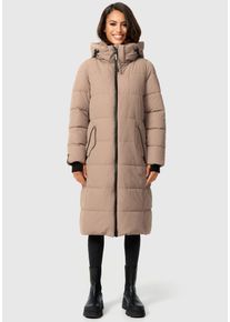 Steppjacke Marikoo "Marikoo Zuraraa lange Damen Winter Steppjacke B989", Damen, Gr. L, grau (taupe grau), Obermaterial: 100% Polyester PES., Jacken Steppjacke