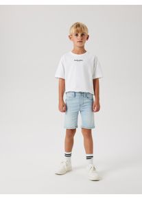 Shorts name it "NKMTHEO XSL DNM L SHORTS 5495-TH NOOS", Jungen, Gr. 104, N-Gr, light blau denim (blank), Web, Obermaterial: 70% Baumwolle, 27% Polyester, 3% Elasthan, unifarben, slim fit knielang, Hosen Shorts