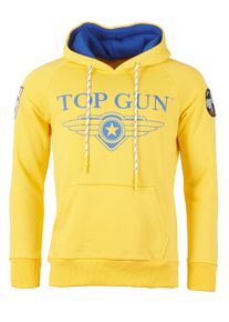 Kapuzensweatshirt Top Gun "Kapuzenpulli Destroyer TG20193012", Herren, Gr. S, gelb, Obermaterial: 65% Baumwolle CO. 35% Polyester COOLMAX PES(Coolmax)., Pullover Kapuzensweatshirt