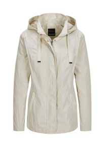 Kurzjacke GOLDNER "Outdoor-Jacke mit Kapuze", Damen, Gr. 54, beige (stein), Obermaterial: 100% Polyester PES., gerade, Jacken Kurzjacke, Ziersteppungen an Schulter und verdeckter Leiste