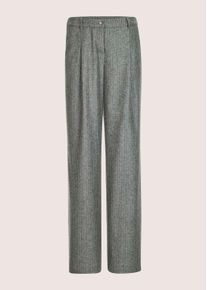 Madeleine Mode Bundfaltenhose MADELEINE "Flanellhose Flanellhose mit weitem Bein", Damen, Gr. 46, N-Gr, wei&szlig; (bleigrau, wollwei&szlig;, melange), Obermaterial: 67% Wolle mw. 30% Polyamid PA. 3% sonstige Fasern AF., Hosen Bundfaltenhose