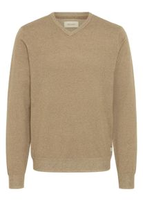 Strickfleece-Pullover Blend "Strickpullover BHBRUTON V-neck", Herren, Gr. S, beige (cornstalk), Obermaterial: 100% Polyester PES., Pullover Strickfleece-Pullover