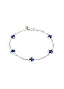 Armkette Kuzzoi "Armband Kleeblatt Emaille 925 Sterling Silber vergoldet" Gr. 21, silber (blau), Armb&auml;nder, Herren, 21, Silber 925 (Sterlingsilber), Armkette