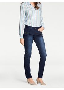 7/8-Jeans Heine, Damen, Gr. 46, Normalgr&ouml;&szlig;en, blau (blau denim), 65% Baumwolle, 33% Polyester, 2% Elasthan, Miedereinsatz:15% Elasthan, 85% Polyamid, unifarben, lang, Jeans 7/8-Jeans