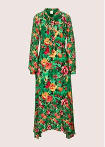 Madeleine Mode Druckkleid MADELEINE "Druckkleid Stretchkleid mit Blumenmuster", Damen, Gr. 48, N-Gr, bunt (opalgr&uuml;n, multicolor), Obermaterial: 100% Viskose CV., Modern, figurumspielend, Kleider Druckkleid, Mit Bindeband am Ausschnitt