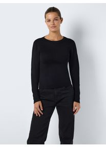 Strickpullover Noisy may "NMJAZ L/S O-NECK KNIT FWD NOOS", Damen, Gr. L, schwarz, Strick, Obermaterial: 70% Viskose, 30% Polyester, unifarben, taillenbedeckt, Rundhals, Pullover Strickpullover