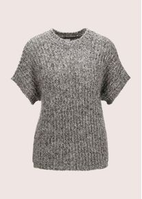 Madeleine Mode Longpullover MADELEINE "Pullover Pullover mit Metallic-Effekt", Damen, Gr. 44/46, wei&szlig; (steingrau, wollwei&szlig;, multicolor), Obermaterial: 40% Polyacryl PAN. 35% Polyamid PA. 21% Ziegenhaar HZ. 4% Polyester PES., Modern, normal, Pullover Longpullover