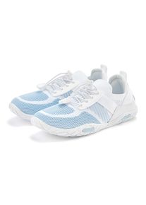 Sneaker Lascana "Slip-On-Sneaker", Damen, Gr. 38, blau (wei&szlig;, hellblau), Obermaterial: 50% Lederimitat, 50% Textilmaterial. Decksohle: 100% Textilmaterial. Futter: 100% Textilmaterial. Laufsohle: 100% Synthetik, mehrfarbig, Basic, Schuhe Sneaker, Freizeitschuh, Halbschuh superleicht, flache flexible Sohle VEGAN