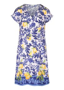 Sommerkleid Vera Mont "Sommerkleid mit &uuml;berschnittenen &Auml;rmeln", Damen, Gr. 44, EURO, bunt (nature, blau), Obermaterial: 100% Viskose CV., Kleider Sommerkleid