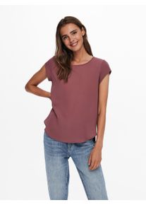 Kurzarmbluse Only "ONLVIC &ndash; feminines Blusenshirt in lockerer Form", Damen, Gr. 40, bunt (rose braun), Web, Obermaterial: 97% Polyester, 3% Elasthan, unifarben, regular fit Po-bedeckend, Rundhals, Blusen Kurzarmbluse, Materialmix, regular fit, Topseller