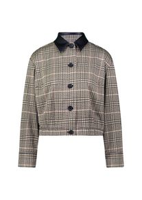 Kurzblazer Zero "Karo-Jacke mit Knopfleiste", Damen, Gr. 38, bunt (beigeschwarz), Obermaterial: 80% Polyester PES. 16% Viskose CV. 4% Elasthan EL., Blazer Kurzblazer