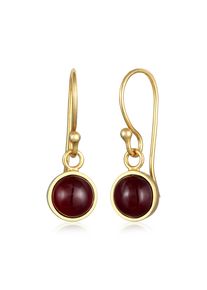 Paar Ohrh&auml;nger Elli Premium "Ohrringe Granat Basic Trend Ohrh&auml;nger 925 Silber" Gr. 20, gold, Ohrringe, Damen, mit Stein, Silber 925 (Sterlingsilber), Paar Ohrh&auml;nger