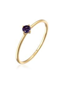 Silberring Elli Premium "Ring Solit&auml;r mit Lolite Edelstein Lila 375 Gelbgold" Gr. 54, lila (violett), Fingerringe, Damen, 54, Gelbgold 375, Silberring