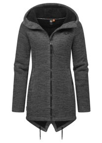 Kapuzensweatjacke Ragwear "Kapuzenstrickjacke Wingi Melange", Damen, Gr. M, grau (dunkelgrau), Obermaterial: 56% Baumwolle CO. 44% Polyester PES. Futter: 100% Polyester PES., Sweatjacken Kapuzensweatjacke