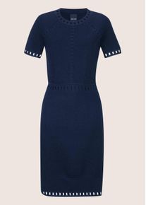 Madeleine Mode Strickkleid MADELEINE "Strickkleid Strickkleid mit halblangen &Auml;rmeln", Damen, Gr. 44, N-Gr, blau (marine), Obermaterial: 56% Viskose CV. 44% Polyamid PA., Modern, normal, Kleider Strickkleid